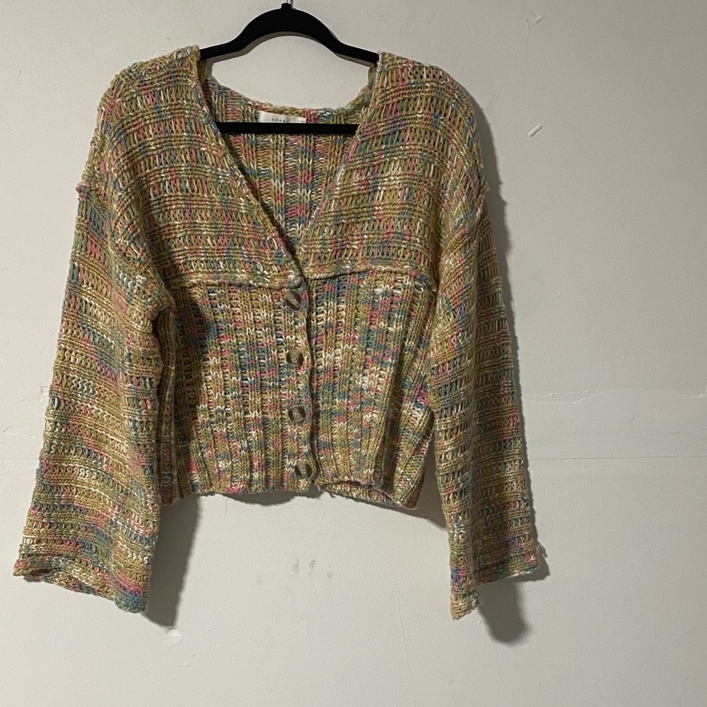 Lush Women’s Multicolor Knit Button Front Cardigan Sweater Size XL